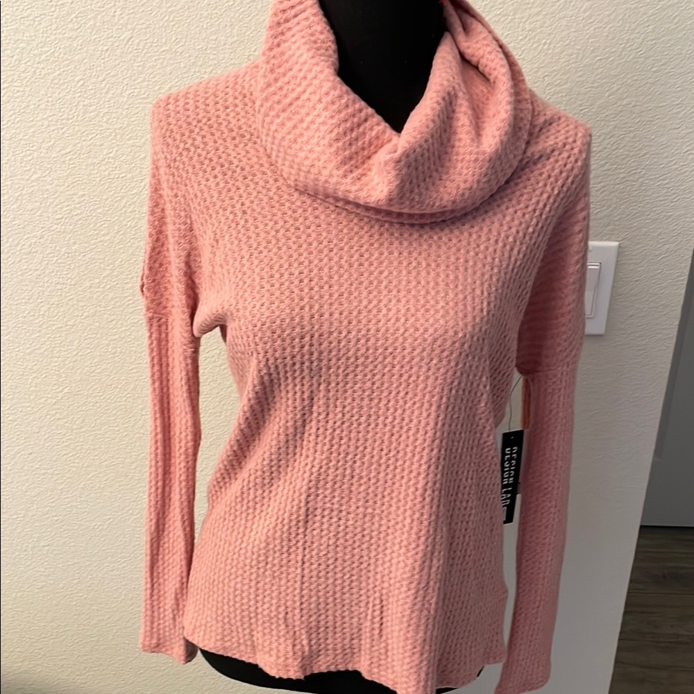 Design Lab Pink Cowl Neck Sweater